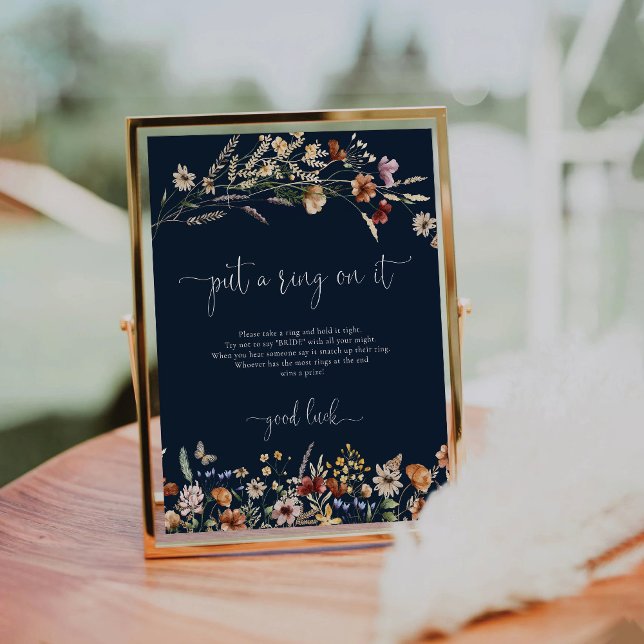 Navy Blue Tiny Wildflower Put A Ring On It Sign (Creator Uploaded)