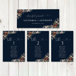Navy Blue Tiny Wildflower Wedding Head Table Sign