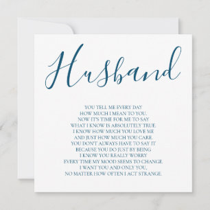 Navy Blue To My Husband Poem from Wife Card