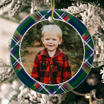 Navy Blue Traditional Christmas Plaid Photo Ceramic Ornament<br><div class="desc">Navy Blue Traditional Christmas Plaid Photo Ceramic Ornament features your photo on a beautiful red and green Christmas plaid.</div>