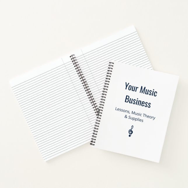Navy Blue Treble Clef Musician Music Business  Notebook (Inside)