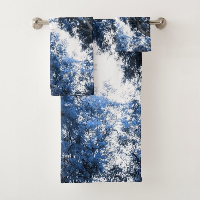 Navy Blue Trees Dream #1 #wall #art Bath Towel Set (Insitu)