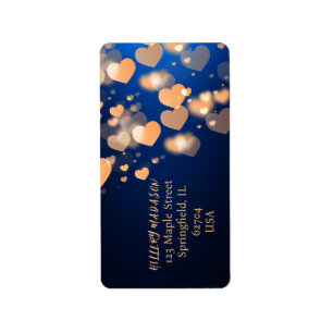 Navy Blue Trendy Beautyful Hearts Boho Modern Chic Label