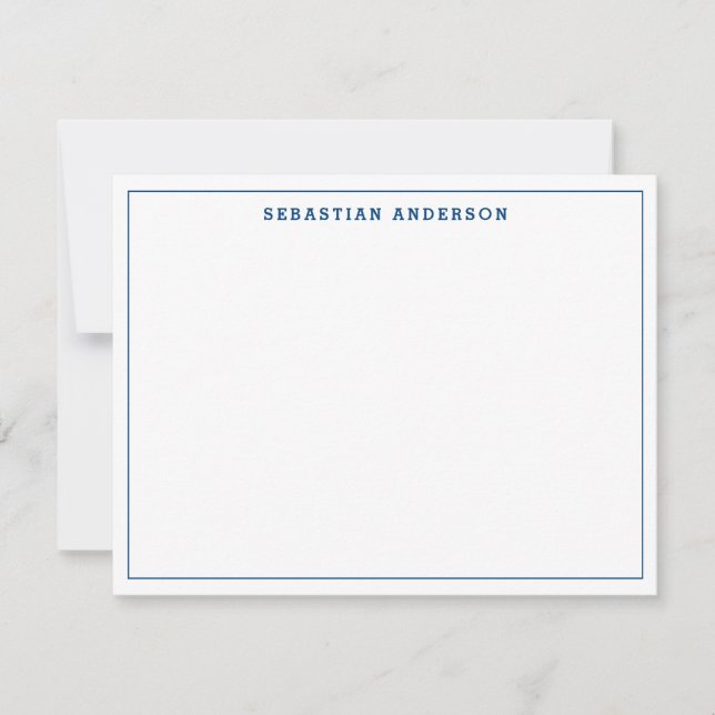 Navy Blue Trendy Formal Typography Thin Border Card (Front)