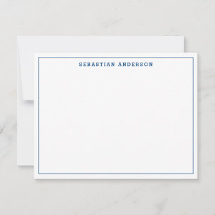Navy Blue Trendy Formal Typography Thin Border Card