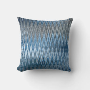 Navy Blue Trendy Wavy Pattern Throw Pillow