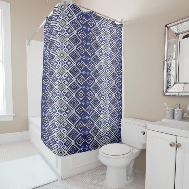 Navy Blue Tribal Motif Surface Pattern (In Situ)