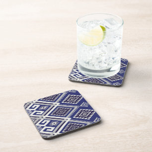 Navy Blue Tribal Motif Surface Pattern Coaster