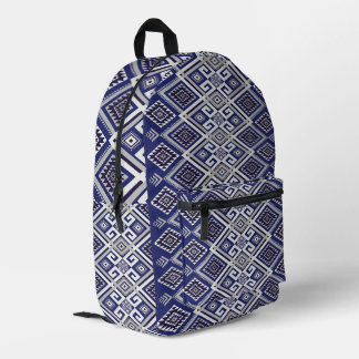 Navy Blue Tribal Motif Surface Pattern Printed Backpack