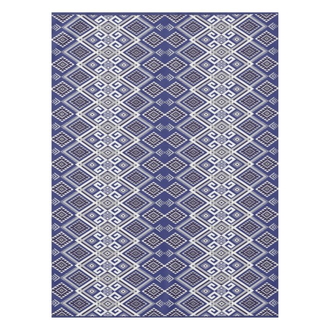 Navy Blue Tribal Motif Surface Pattern Tablecloth (Front)