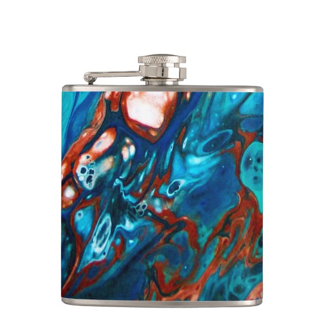 Navy Blue Turquoise Copper Flask (Front)