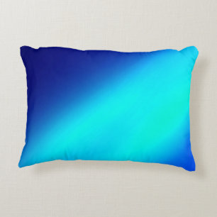 Navy blue Turquoise ombre moonlight Double Stripe Accent Pillow