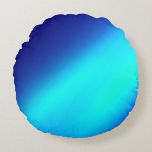 Navy blue Turquoise ombre moonlight Double Stripe  Round Pillow