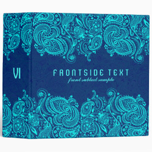 Navy Blue & Turquoise Paisley Lace Binder