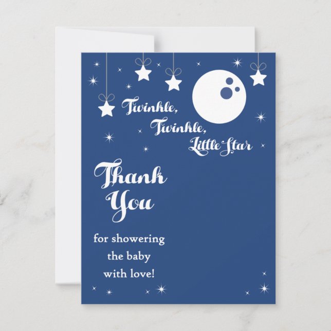 Navy Blue Twinkle, Twinkle Little Star Favour Card (Front)