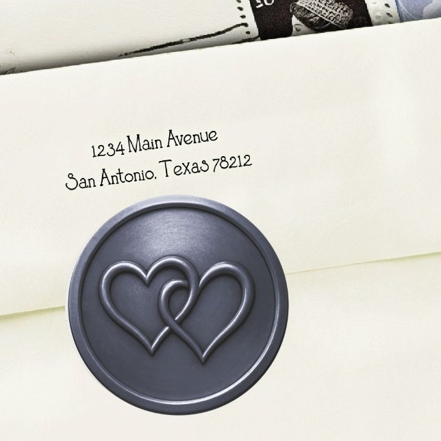 Navy  Blue Two Hearts Intertwined Wedding Classic Round Sticker (Creator Uploaded)