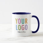 Navy Blue Two Tone Mug Business Logo Employee Name