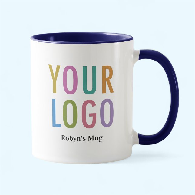 Navy Blue Two Tone Mug Business Logo Nom de l'empl (MISOOK Navy Blue Two Tone Mug with Logo)
