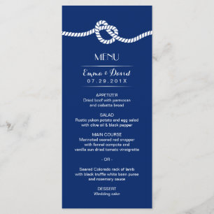 Navy Blue Tying the Knot Nautical Wedding Menu