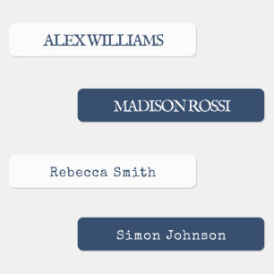 Navy Blue Typewriter Waterproof Name Labels