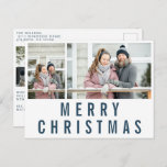 Navy Blue Typography Merry Christmas Photo Collage Postcard<br><div class="desc">This Navy Blue Typography Merry Christmas Photo Collage Is A Perfect And Our First Christmas Card Template That You Can Customize To Match Your Colours, Styles And Theme. Create Your Perfect Wish With This Pre-designed Templates, You Can Easily Personalize It To Be Uniquely Yours. For Further Customization, Please Click The...</div>