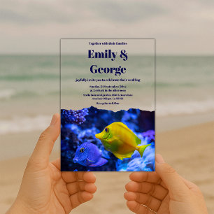 Navy Blue Underwater Sea Fish Coastal wedding Acrylic Invitations