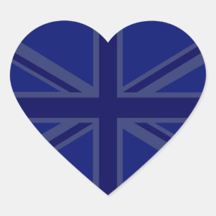 NAvy Blue Union Jack Decor Heart Sticker