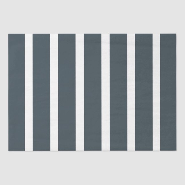Navy Blue Vertical Stripes Tissue Paper (Front)