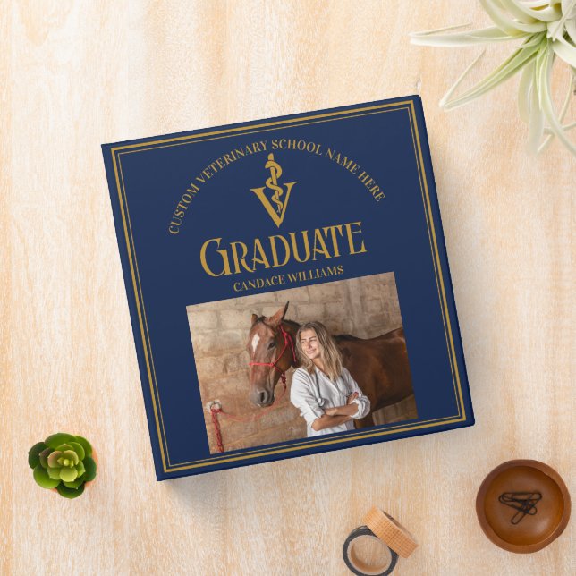 Navy Blue Veterinary School Graduation Photo Album Binder (In Situ)