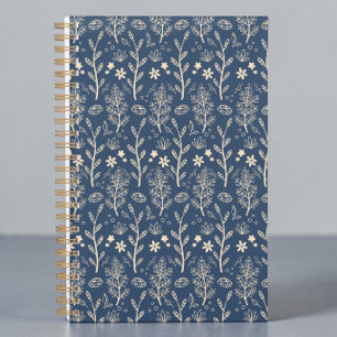Navy Blue Vintage Folk Art Botanical Planner