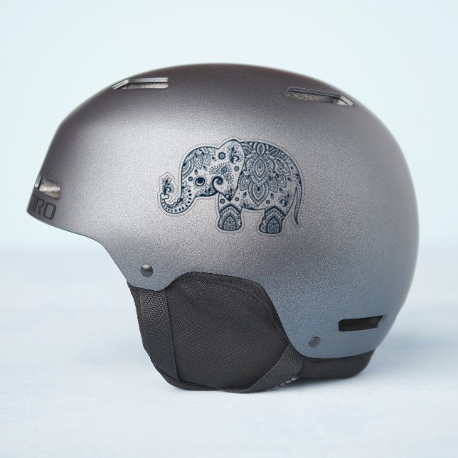 Navy-blue vintage paisley elephant (Helmet Side)