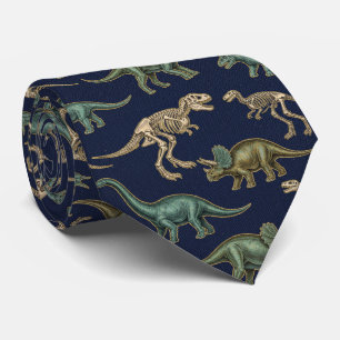 Navy Blue Vintage Paleontology Fossil Tie