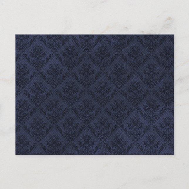 Navy Blue Vintage Wallpaper Postcard (Front)