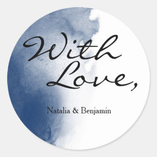 Navy Blue Watercolor Brushstroke Card Sticker