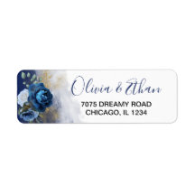 Navy Blue Watercolor Floral