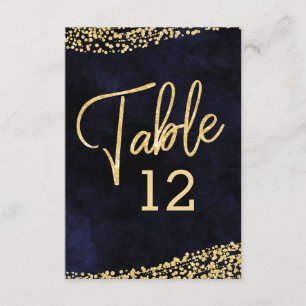 Navy Blue Watercolor & Gold Wedding Table Numbers