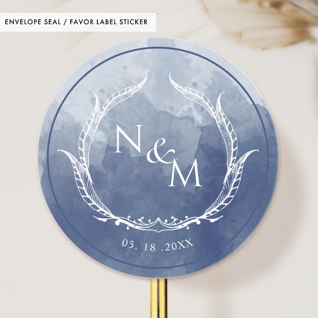 Navy Blue Watercolor Monogram Envelope Seal /Favou (Creator Uploaded)