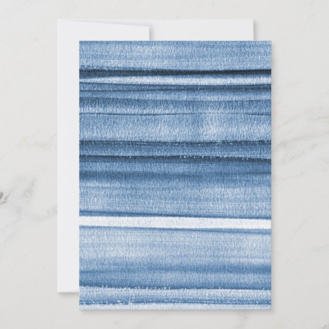 Navy Blue Watercolor Ombre Invitation (Front)