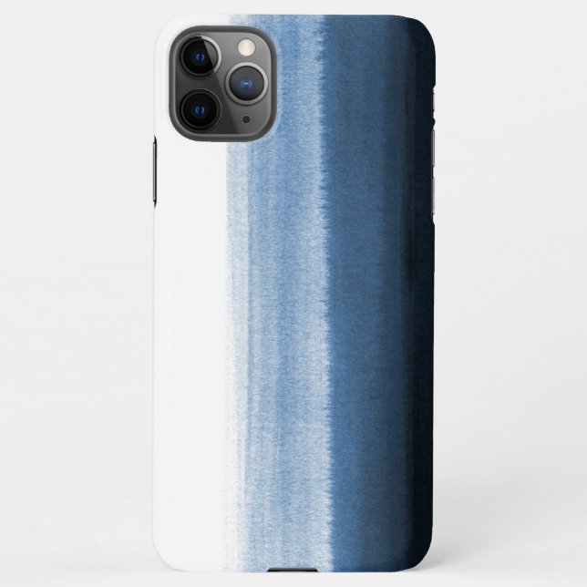 Navy Blue Watercolor Ombre iPhone Case (Back)