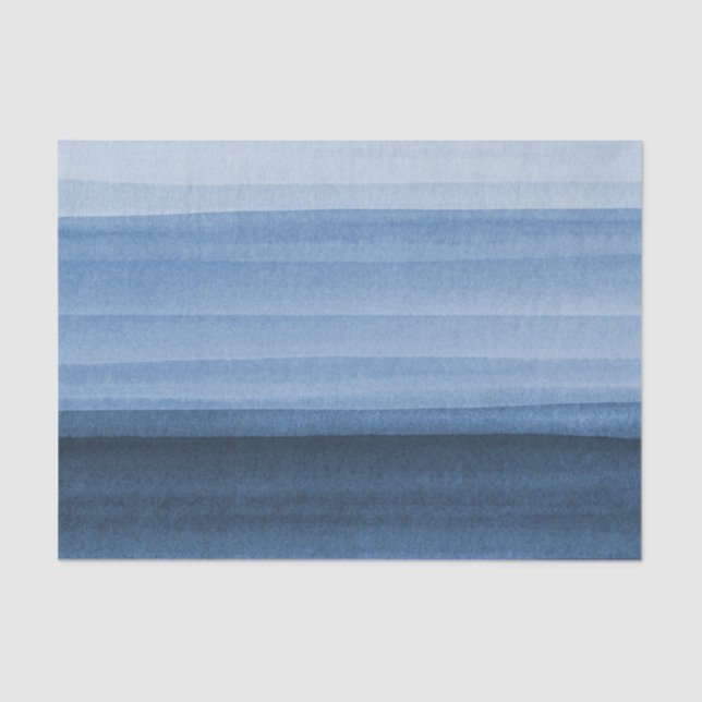 Navy Blue Watercolor Ombre Tissue Paper (Front)