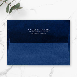Navy Blue Watercolor Return Address A7 Envelope