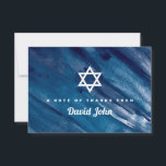Navy Blue Watercolor Star of David Bar Mitzvah Thank You Card<br><div class="desc">Navy Blue Watercolor wash background with white Star of David for your Bat Mitzvah or Bar Mitzvah FLAT Thank You card. Write your message on the back. For enquiries about custom design changes by the independent designer please email paula@labellarue.com BEFORE you customize or place an order.</div>