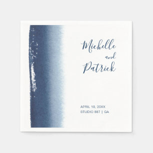 Navy Blue Watercolor Wedding Napkin