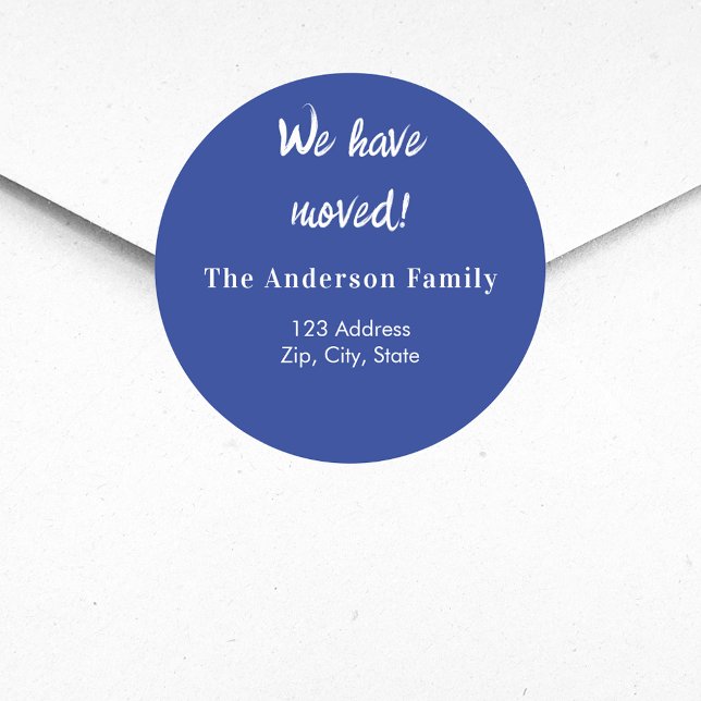 Navy blue we have moved new address classic round sticker (Creator Uploaded)