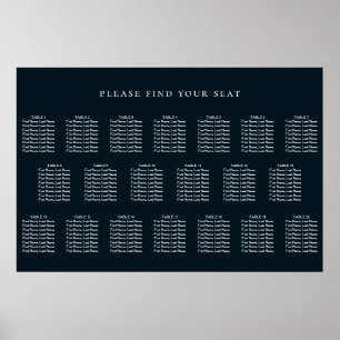 Navy Blue Wedding 20 Table Seating Chart