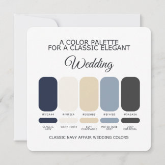 Navy Blue Wedding Color Palette Classic Elegant Invitation