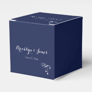 Navy Blue Wedding Favour Boxes With Hearts