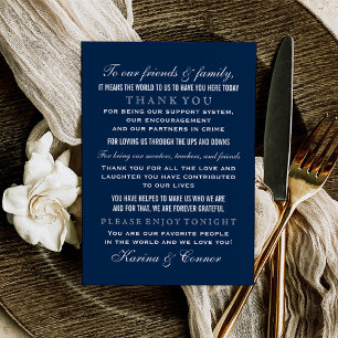 Navy Blue Wedding Guest Thank You Card