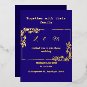 Navy Blue Wedding Invitation