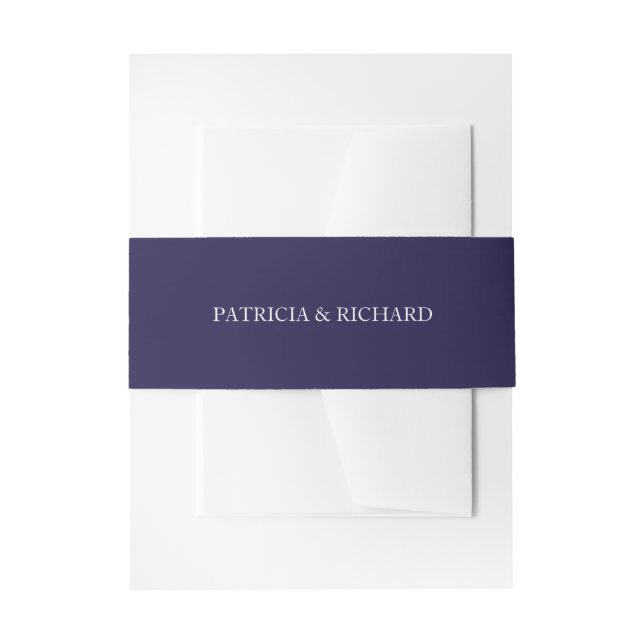 Navy Blue Wedding Invitation  Belly Band (Front Example)